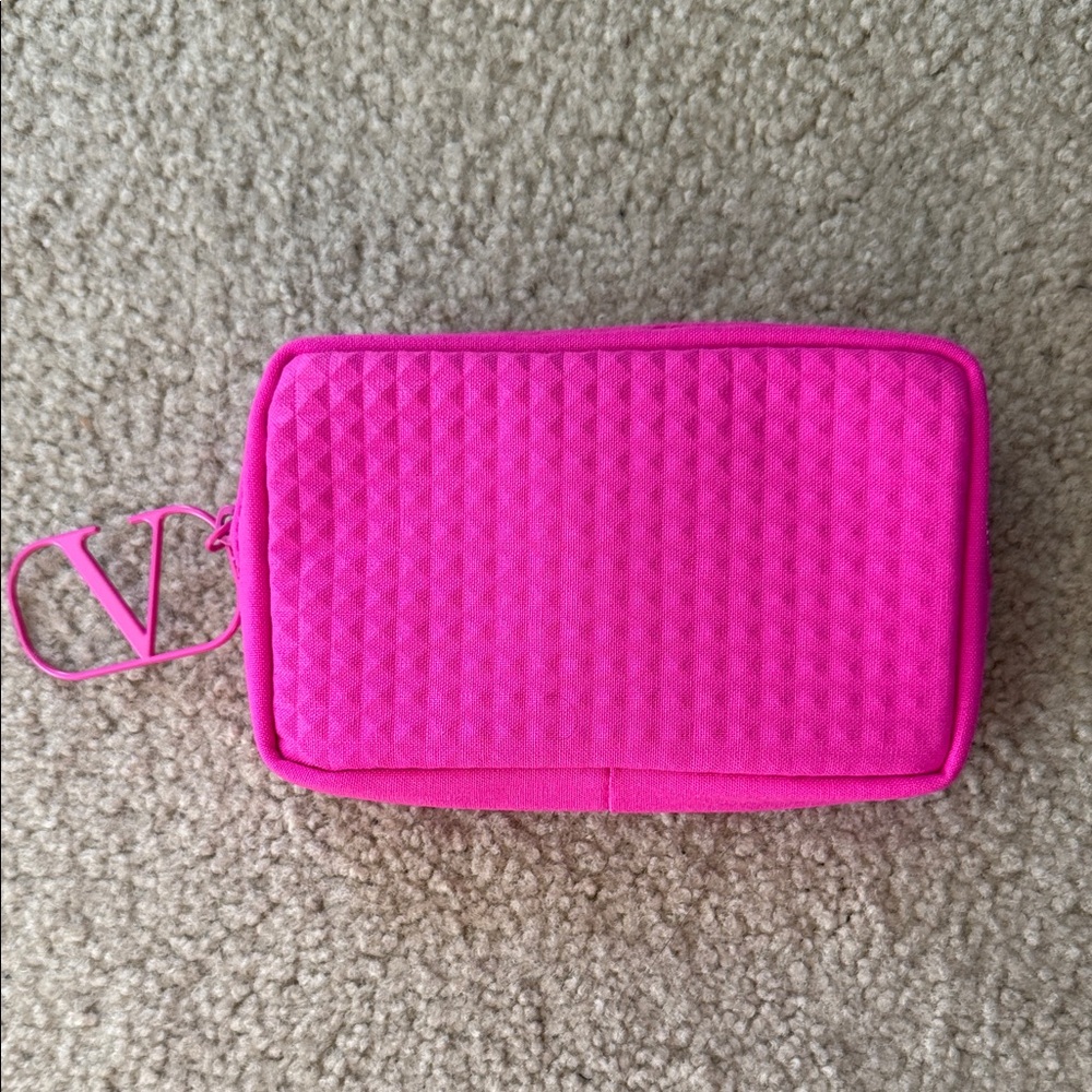 VALENTINO Hot Pink Quilted makeup Pouch